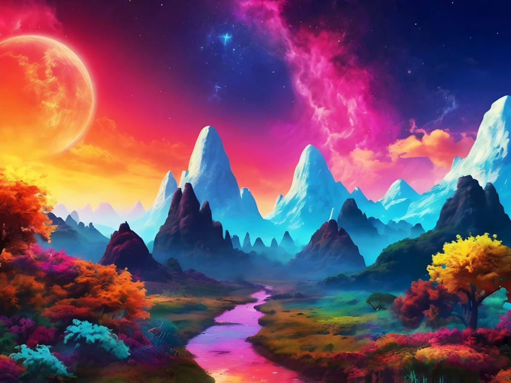 Vibrant fantasy surreal background